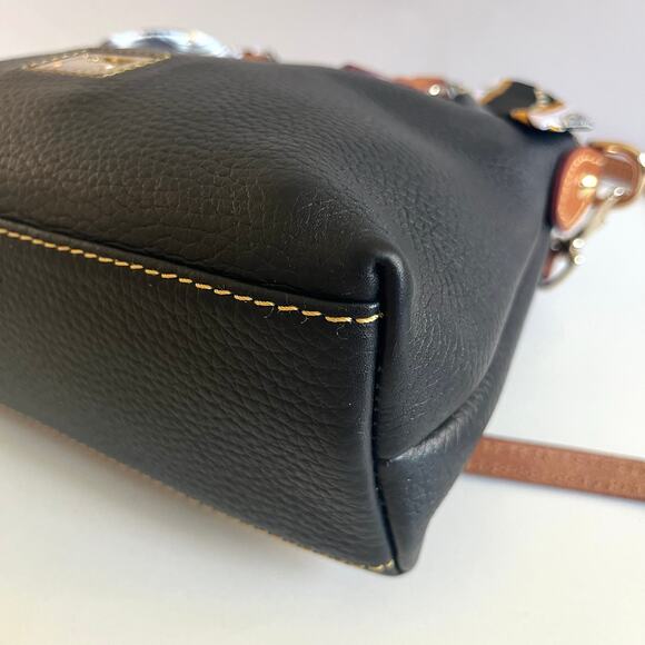 DOONEY & BOURKE Dillen Satchel, Black and Brown Leather Crossbody, + Bag Scarf! - Picture 12 of 15